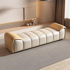 Modern Leather Bed End Stool Simple Modern Bedroom Bedside Light Luxury Cloakroom Long Bench Shoe Entryway(Cream White,Medium)