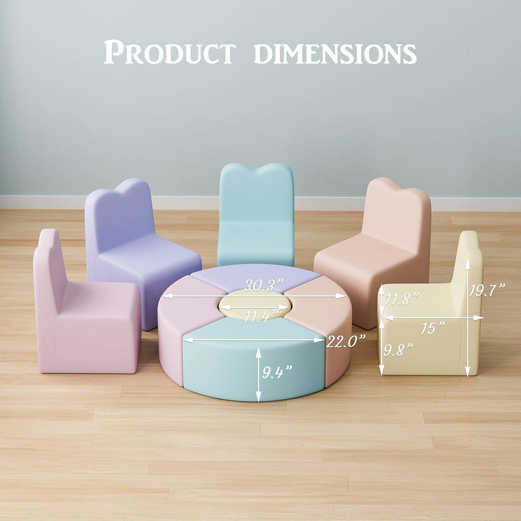 UMOMO MX-02 10 PCS Kids Sofa Set, Daycares Chairs for Toddlers Activities, Colorful Modular Flexible Seating Set for Home Preschool Playroom
