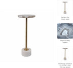 Home Decor End Table, Side Table, or Night Stand - Tall Marble Accent Table with Metal Support Perfect for Small Spaces - A Modern Classic for Office, Bedroom, or Living Room Decor - 24" White & Gold