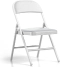 1 Pack Folding Chairs with Cushion Padded - Metal Chairs w/Comfortable Seats and Durable Steel Frame Foldable Chair for Indoor Outdoor Wedding, Party, Backyard & Office Events (White, 1 Pack)