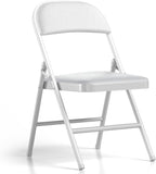 1 Pack Folding Chairs with Cushion Padded - Metal Chairs w/Comfortable Seats and Durable Steel Frame Foldable Chair for Indoor Outdoor Wedding, Party, Backyard & Office Events (White, 1 Pack)
