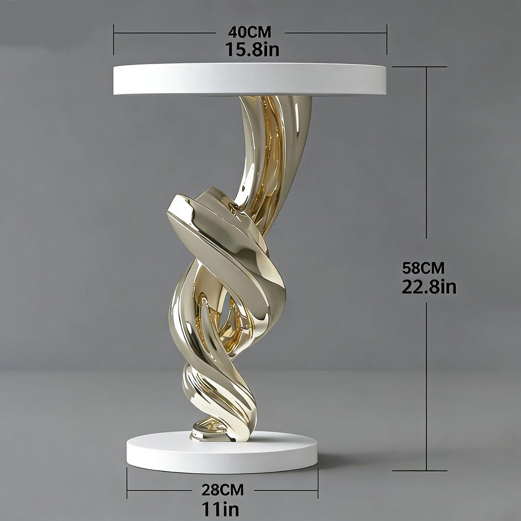 Modern Simple End Side Table,Abstract Art Side Table,Bedside Tables for Small Spaces,Resin Sculpture Side Tables,Elegant Nightstand,Sculpture Accent Bedside Tables for Living Room,Bedroom,Gol