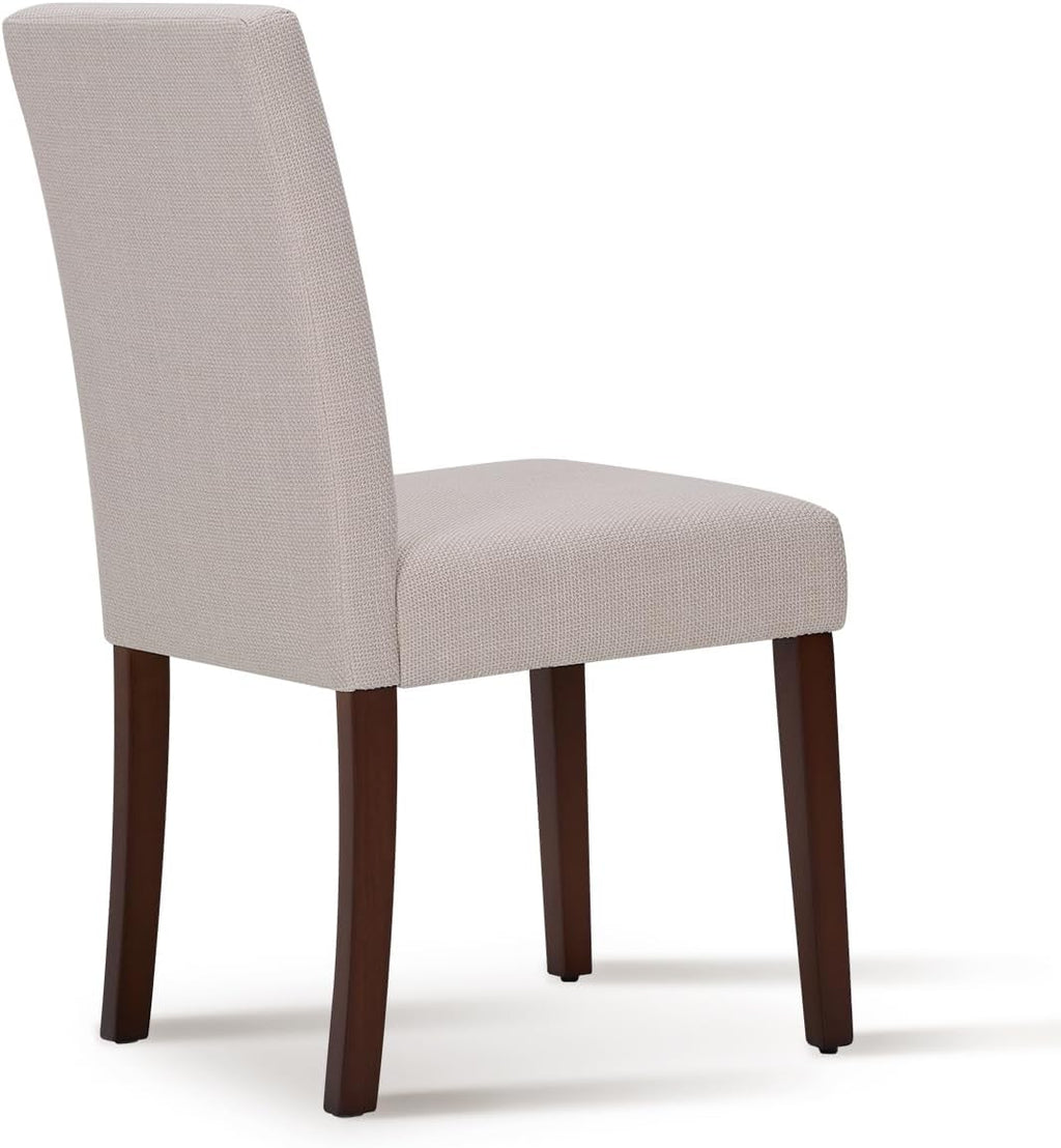 Upholstered Dining Chairs Set of 6 - Line Fabric Modern Farmhouse Kitchen Chairs,Mid-Back Dining Room Chairs with Wooden Legs
