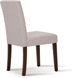 Upholstered Dining Chairs Set of 6 - Line Fabric Modern Farmhouse Kitchen Chairs,Mid-Back Dining Room Chairs with Wooden Legs