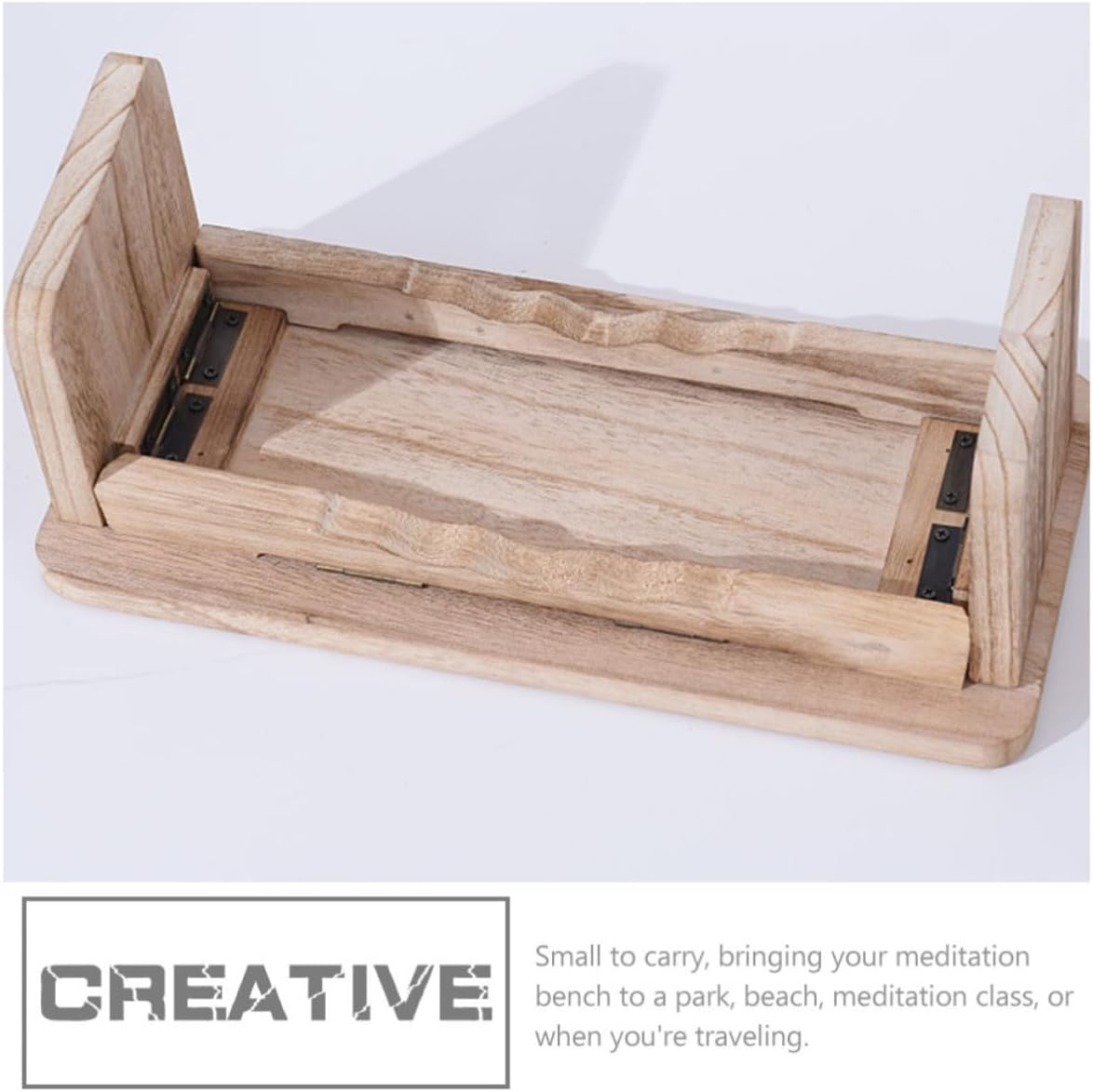 Housoutil Portable Wood Meditation Stool with Non-Skid Kneel Mat, Foldable Zen Stool for Traveling and Park Use, Enhances Deeper Breathing and Improves Circulation