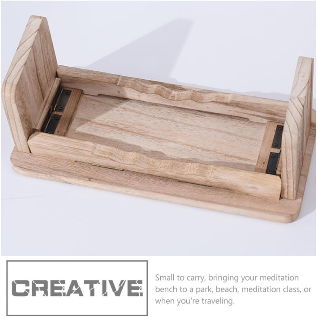 TOYANDONA Ergonomic Wooden Meditation Stool Foldable Kneeling Bench with Non-Slip Surface and Space-Saving Design, Portable Prayer Bench Suitable for Home and Beach Use