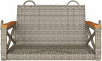 Patio Swing Bench Gray,Modern Patio Swing Bench for One Person Stylish Synthetic Rattan Outdoor Furniture with Comfort Design Patio Furniture