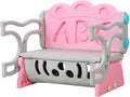 3 in 1 Study Table Bench Toy Storage Stool Set, Kids Storage Bench Toy Storage Stool with Letter Backrest, Flip Design, Large Capacity Space Pink