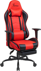 Furmax Office Chair Leather Desk Gaming Chair, High Back Ergonomic Adjustable Racing Chair,Task Swivel Executive Computer Chair Headrest and Lumbar Support (Red)