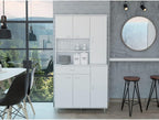 90"H Freestanding Storage Cabinet with 10 Shelves & 23.3"D Drawer, Covered 2 Double Doors & 32.9"H Door & 27.5"H Door, Rectangular Kitchen Pantry, Modern, for Living Room, Dining Room, White