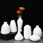 Set of 9 Ceramic Bud Vases for Pampas Grass Flowers, Small Vases in Bulk for Centerpieces Boho Vases for Wedding Decorations Neutral Living Room and Bedroom Decor DIY Gift (White)