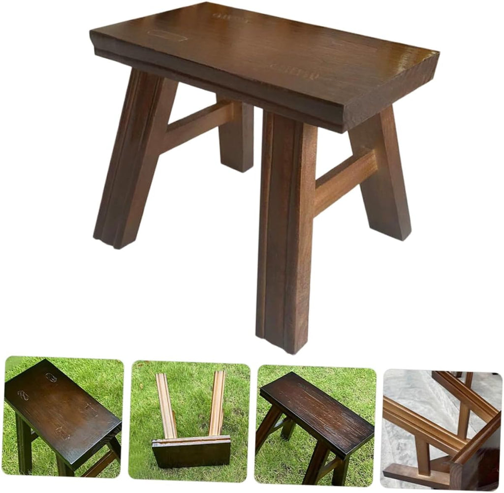 Small Wooden Bench for Boy Girl Versatile Foot Stool for High Beds Bathroom Plant Stand Shoe Changing Rustic Ages Construction