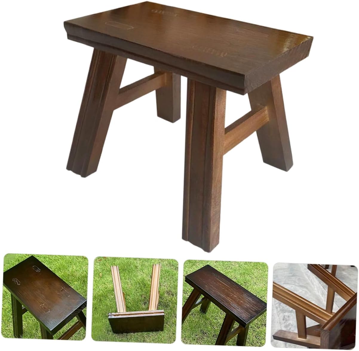 Small Wooden Bench for Boy Girl Versatile Foot Stool for High Beds Bathroom Plant Stand Shoe Changing Rustic Ages Construction