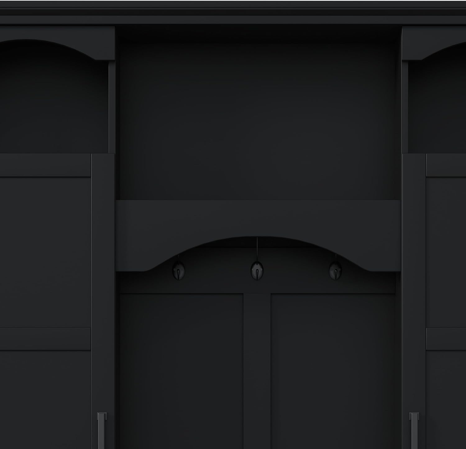 Merax Hall Tree with Bench and Shoe Storage 77.3" Tall with Adjustable Shelves, Modern All-in-One Entryway Bench with 2 Side Cabinets & 7 Hooks, Elegant Arched Design, 55.1"L x 15.7"W (Black)