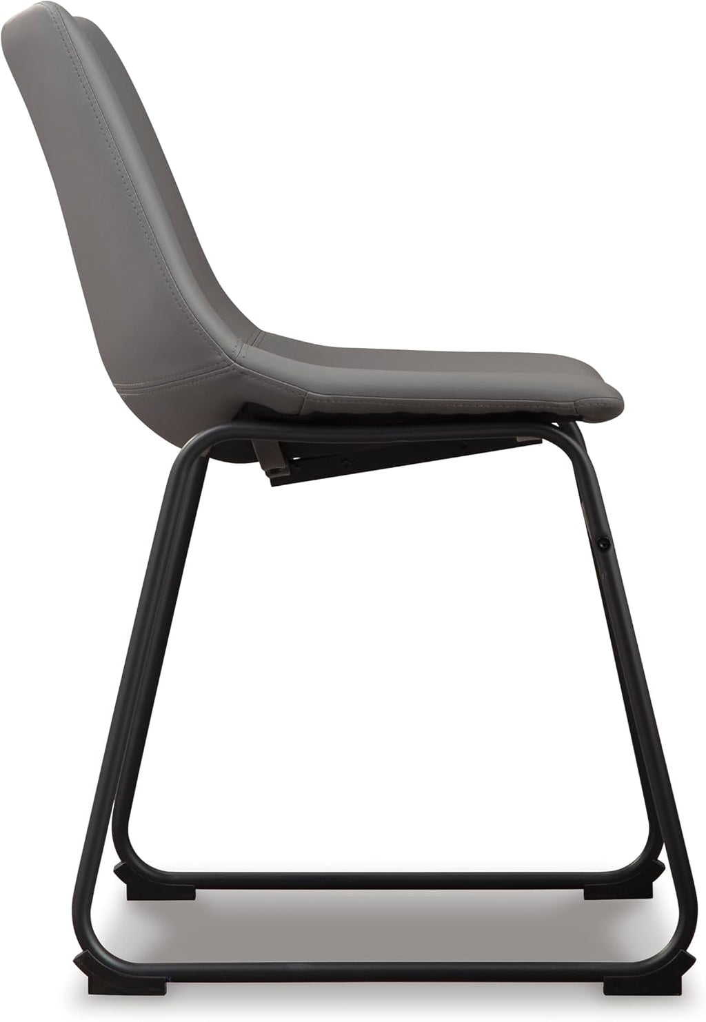 Signature Design by Ashley Centiar Faux Leather Dining Chairs, Set of 2 | Mid century modern bucket seat, Sturdy black metal frame sled base with floor glides, Easy to clean wipeable upholstery