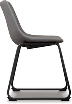 Signature Design by Ashley Centiar Faux Leather Dining Chairs, Set of 2 | Mid century modern bucket seat, Sturdy black metal frame sled base with floor glides, Easy to clean wipeable upholstery