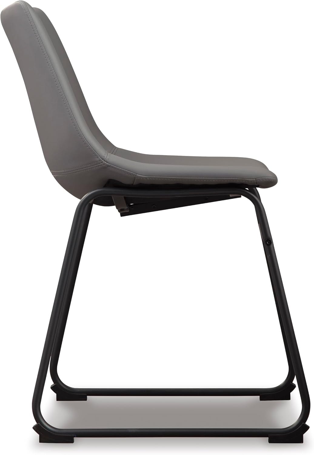 Signature Design by Ashley Centiar Faux Leather Dining Chairs, Set of 2 | Mid century modern bucket seat, Sturdy black metal frame sled base with floor glides, Easy to clean wipeable upholstery