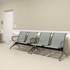 Kinfant Silver Waiting Room Chair Set - 2-Seat Waiting Room Bench Office Guest Reception Chair with Armrest for Airport Hospital Bank Salon Lobby(Sliver Mesh, Set of 2)