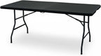 6 Feet Adjustable Height Nesting Folding Table – 24", 29", 36" Countertop Level Foldable Utility Table for Kitchen, Events, Garage, and Workspace - Perfect for Indoor/Outdoor Use Black