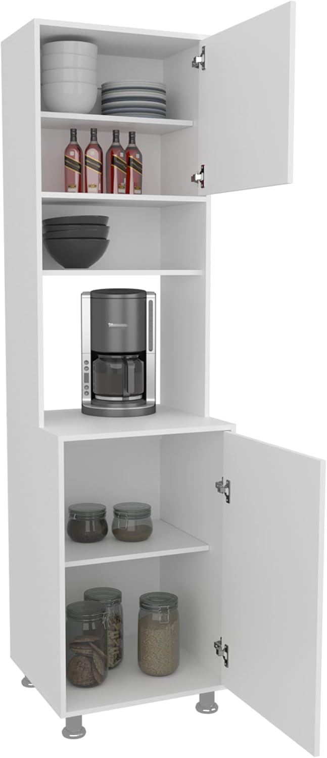 21.4" D*19.7" W*78.7" H Freestanding Kitchen Pantry with 3 Shelves, 2 Single Doors, Rectangular Storage Cabinet, Modern Minimalist, for Living Room, Dining Room, White