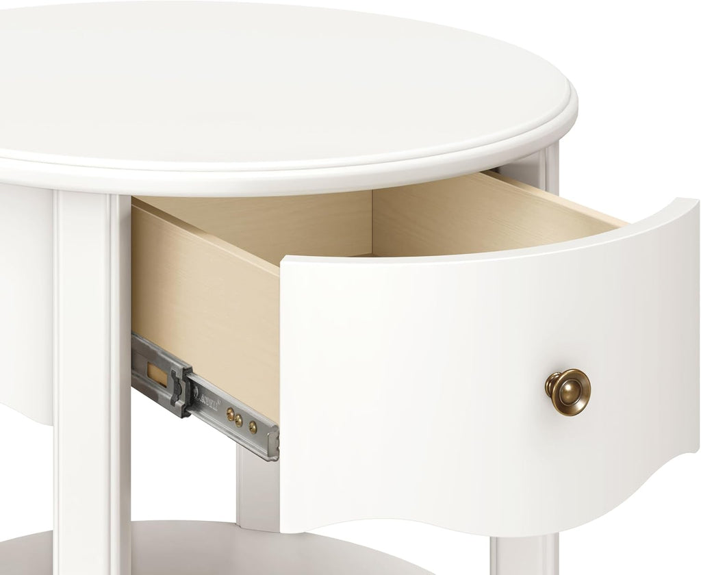 Namesake Liberty Assembled Nightstand in Warm White, Greenguard Gold Certified, Nightstand for Baby and Kids Room, Fully Assembled
