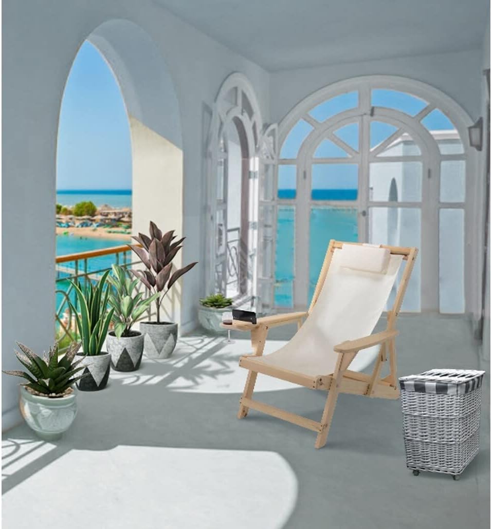2117NC-BG Romantic Collection Canvas Sling Chair with Cup and Wine Holder