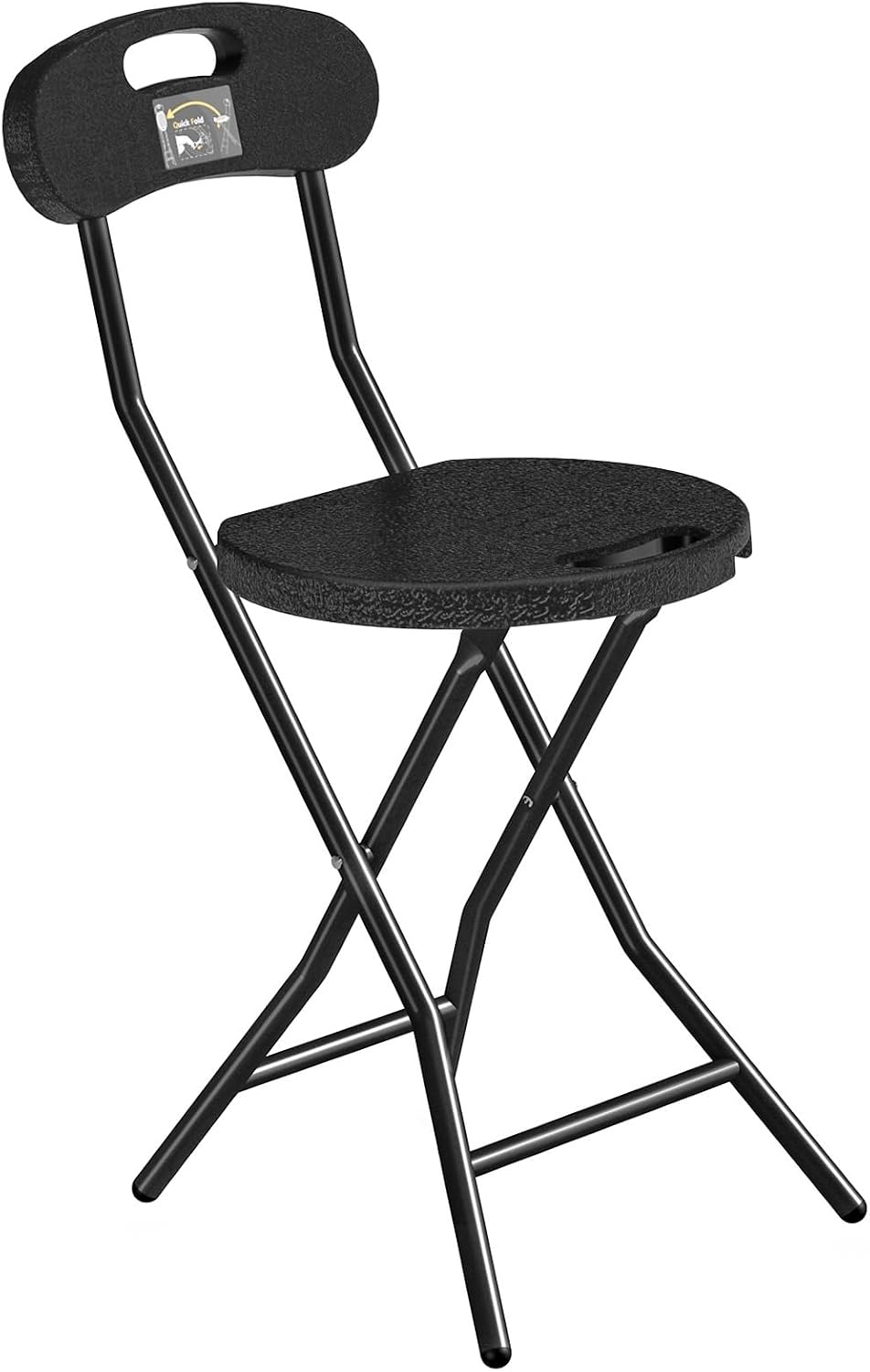 5Rcom Folding Stool, 1 Pack 18 inch Folding Bar Stool with Backrest and Handle, Foldable Stools for Adults Up to 350lbs, Collapsible Round Folding Counter Height Stool Chair for Camping Kitchen