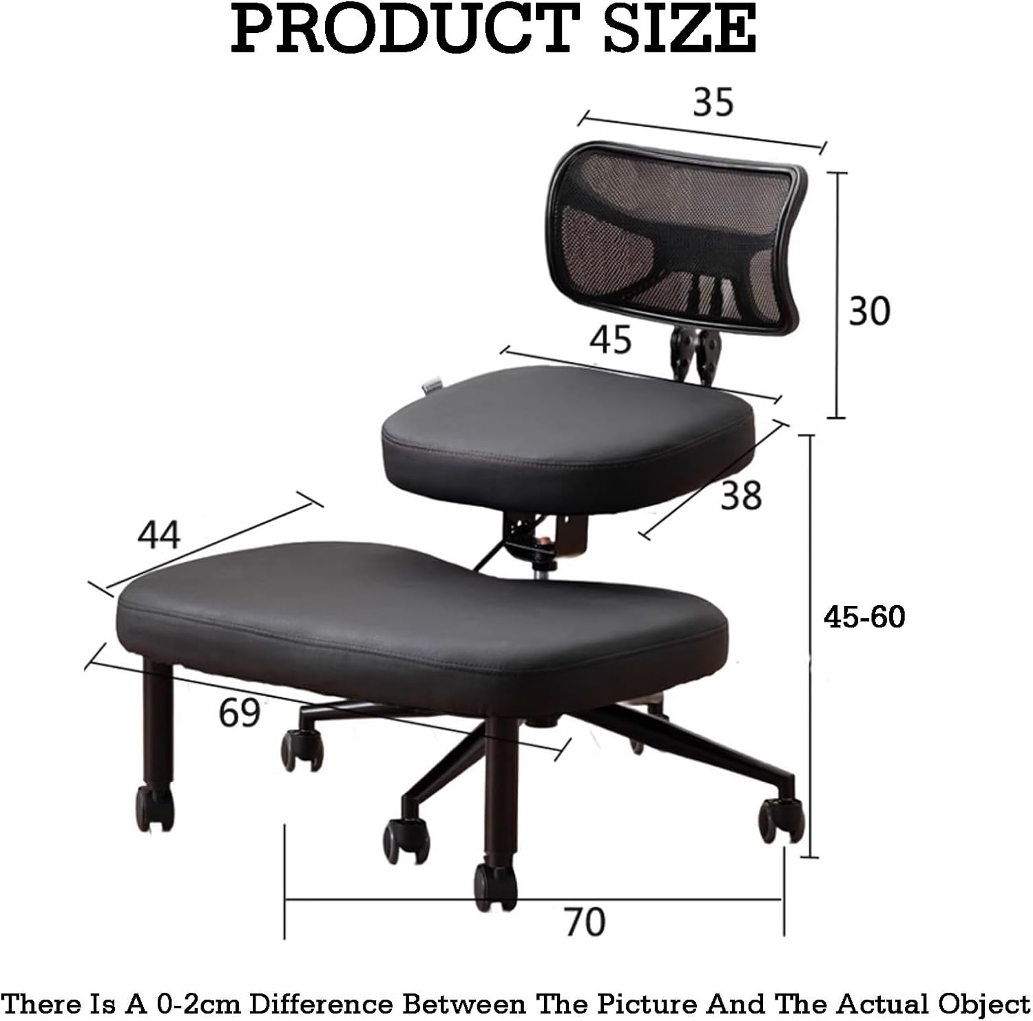 Kneeling Chair with Backrest,Rolling Ergonomic Posture Chair,45-60cm Adjustable Positions,Back Support for Office and Home