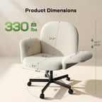 Marsail Criss Cross Office Chair with Adjustable Armrests & Wheels, Vanity Chair with Wide Cushion, Reclining Back, Soft Chenille Fabric, Desk Chair for Home Office, Makeup Room, Bedroom, Beige