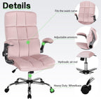 Pink Office Chair Home Office Chair Ergonomic Executive Chair Frabic Computer Desk Chair, High Back Adjustable Tilt Angle and Flip up Arms and Thick Padding for Back Support
