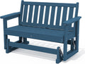 SERWALL Outdoor HDPE Glider Bench, All Weather Swinging Bench for Outdoor Porch Garden, 660LBS Capacity, Deep Navy