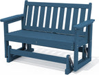 SERWALL Outdoor HDPE Glider Bench, All Weather Swinging Bench for Outdoor Porch Garden, 660LBS Capacity, Deep Navy