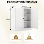 Kitchen Pantry Storage Cabinet, 34" H Storage Cabinet with Doors and Adjustable Shelves, Small Cupboard with Round Handles, Metal Kitchen Cabinet for Dining Room, Living Room, White