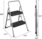 CoscoProducts COSCO 11137PBL1E 2 Household Folding Step Stool, ANSI Type 3, 200 lb Weight Capacity, Platinum