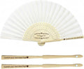 Custom Wedding Fans Bulk for Guests – Personalized Folding White Hand Fans for Women, Wooden Handheld Fans for Weddings, Party Favors & DIY Program Fans (50 Pieces)