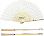 Custom Wedding Fans Bulk for Guests – Personalized Folding White Hand Fans for Women, Wooden Handheld Fans for Weddings, Party Favors & DIY Program Fans (50 Pieces)