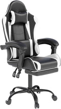 OS MOTOR Gaming Chair with Headrest and Lumbar Support, Ergonomic High Back Office Chair, Racing Style Executive Computer Desk Chair, Leather Adjustable Swivel Task Chair for Home Office (White)