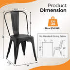 Metal Dining Chairs Set of 8, Stackable Tolix-Style Chairs with Back,Designed for Everyday Indoor Dining,Kitchen & Dining Room (Matte Black)