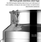 Metal Bucket, 304 Stainless Steel Sealed Milk Barrel, Large Milk Bucket Wine Can Pail Tote Tank with Sealed Lid & Handle for Milk Wine Oil Liquid Transport Storage Container(16.9Gal/64L)
