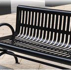 Park Benches Wrought Iron Park Chair Double Black Metal Outdoor Long Backrest Community Square Welded Seat with Outdoor Benches(120 x 61 x 83 cm)