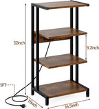 X-cosrack 16.5" Game Console Shelf, Small 4-Tier Video Gaming Consoles Stand with Outlet, Narrow Stereo Cabinet AV Media Stand, Corner Audio Rack for PS5,Xbox,Game Console,TV Box,WiFi Router