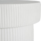 ø11.75'' Faux Stone Side Table Round End Table for Living Room, Modern Contemporary Pedestal Plant Stand, MGO Lightweight Concrete Material for Outdoor & Indoor, No Assembly, White