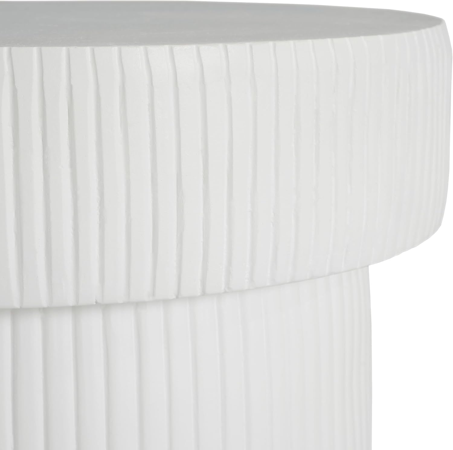 ø11.75'' Faux Stone Side Table Round End Table for Living Room, Modern Contemporary Pedestal Plant Stand, MGO Lightweight Concrete Material for Outdoor & Indoor, No Assembly, White