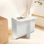 T-Shaped Metal End Table, Modern Side Table Accent Tables for Living Room, Bedroom, Office, No Assembly Required 15.7" W X 11.8" D X 15H (White)