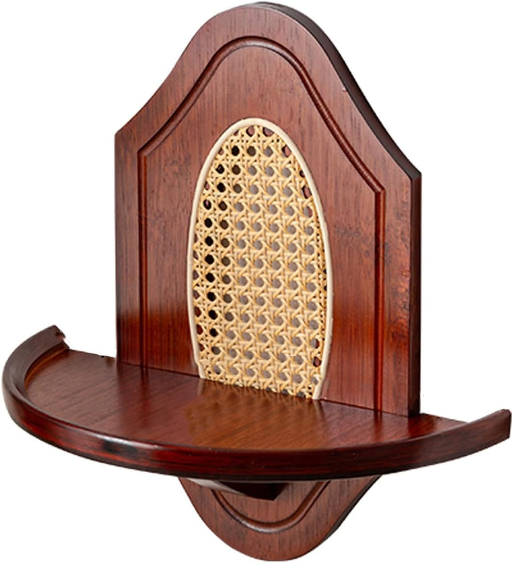 Wall Hanging God Shelf, Bamboo Prayer Offering Table, Chinese Personal Shrine Stand with Storage, for Living Room, Bedroom, Office(Rosewood Color,17.7 * 8.3 * 15.7in)
