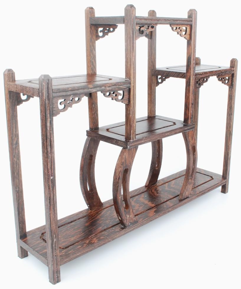 NWFashion Chinese Wooden Assemble Display Stand Symmetric Short Floor Curio Cabinets Shelf (3)