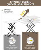 FanttikOutdoor 28 inch Small Folding Table, One-Hand Height Adjustment, 3 Heights, Lowering Lever, Instalift, Portable Side Table for Tv Tray, Dining, Kitchen, No Assembly, Granite White Zeta X1 Apex
