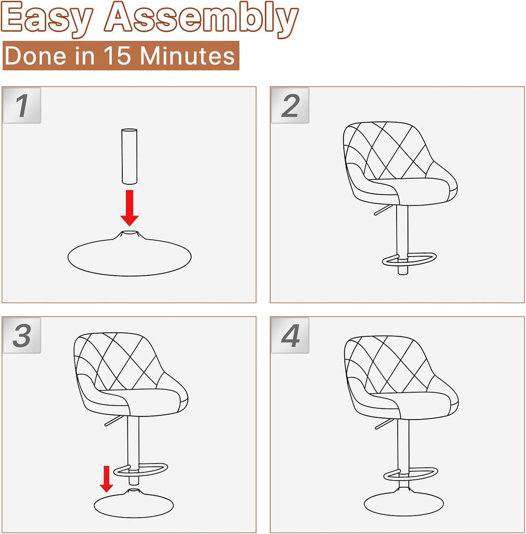 Magshion Bar Stools Set of 2, Swivel Counter Height Bar Stools, Modern Island Chair with Back and Footrest for Kitchen Dining Room, Silver
