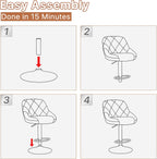 Magshion Bar Stools Set of 2, Swivel Counter Height Bar Stools, Modern Island Chair with Back and Footrest for Kitchen Dining Room, Silver