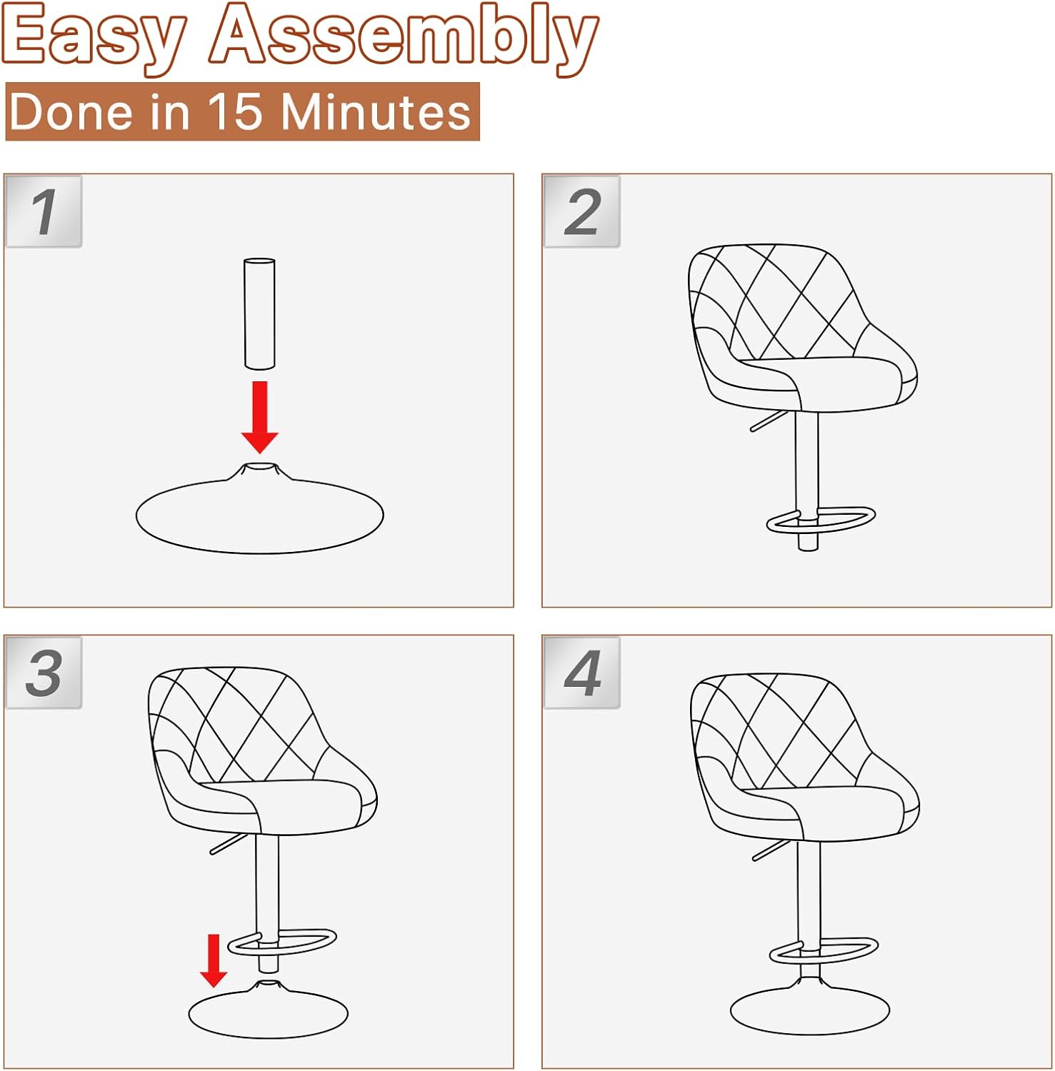 Magshion Bar Stools Set of 2, Swivel Counter Height Bar Stools, Modern Island Chair with Back and Footrest for Kitchen Dining Room, Silver